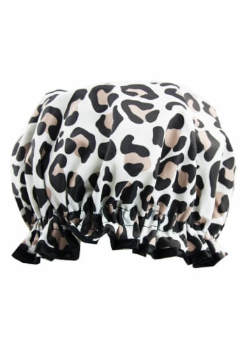 The Vintage Cosmetic Company™ Leopard Print Shower Cap Perspective: right