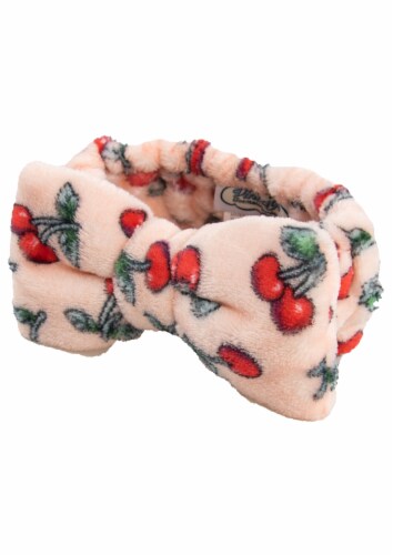 The Vintage Cosmetic Company Pink & Red Cherry Print Make Up Headband Perspective: right