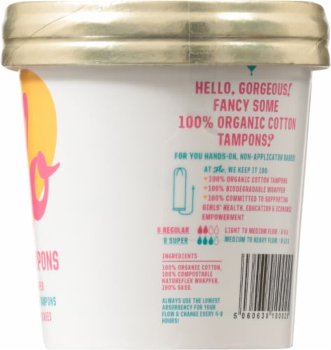 FLO Non-Applicator Organic Tampons Perspective: right