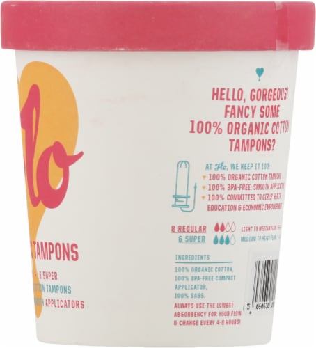 FLO Eco-Applicator Organic Tampons Perspective: right