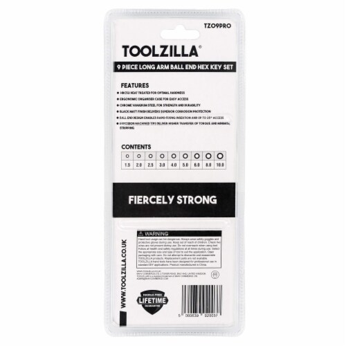 TOOLZILLA 9 Piece Allen Key Set - Advanced Ball End Design & Precision Machined Tips Perspective: right