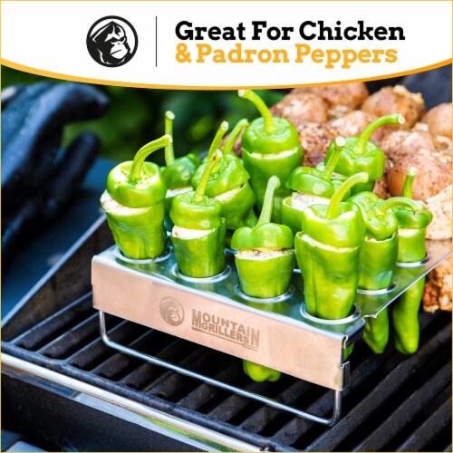 MOUNTAIN GRILLERS Jalapeno Poppers Holder & Corer - 24 Hole Tray & Core Tool Perspective: right
