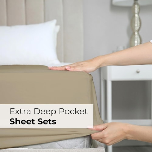 CGK Unlimited 4 Piece Extra Deep Pocket Microfiber Sheet Set - Twin Extra Long - Cream Perspective: right