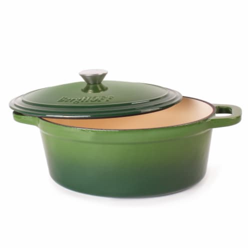 BergHOFF Cast Iron Oval Casserole Dish - Green Perspective: right