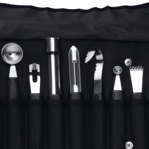 BergHOFF Essentials Stainless Steel Garnishing Tool Set & Case - Black/Silver Perspective: right