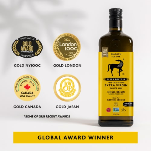 Terra Delyssa Premium Extra Virgin Smooth Flavor Olive Oil 34 fl oz Perspective: right