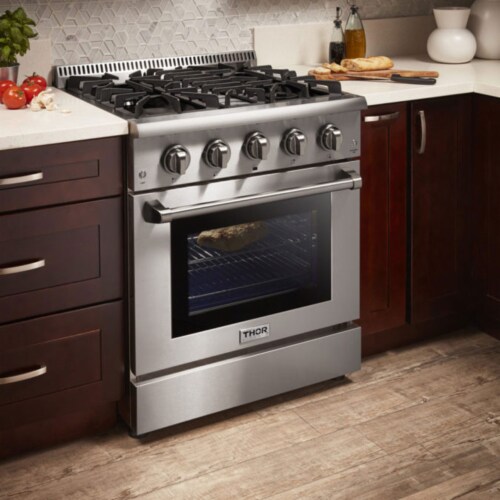 Thor Kitchen 30  Professional 4 Burner Gas Range Kitchen Oven, Stainless Steel Perspective: right