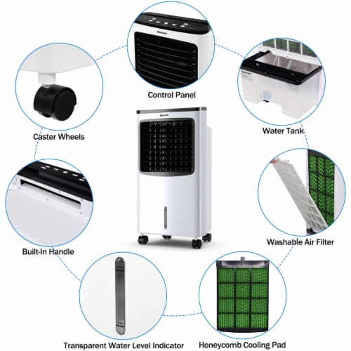 Costway Portable Cooler Fan Filter Humidify Anion W/ Remote Control Perspective: right