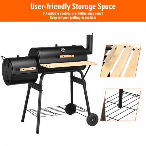 Costway Outdoor BBQ Grill Charcoal Barbecue Pit Patio Backyard Meat Cooker Smoker Perspective: right