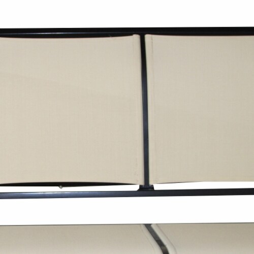Costway 3 Person Outdoor Patio Swing Canopy Awning Yard Furniture Hammock Steel Beige Perspective: right