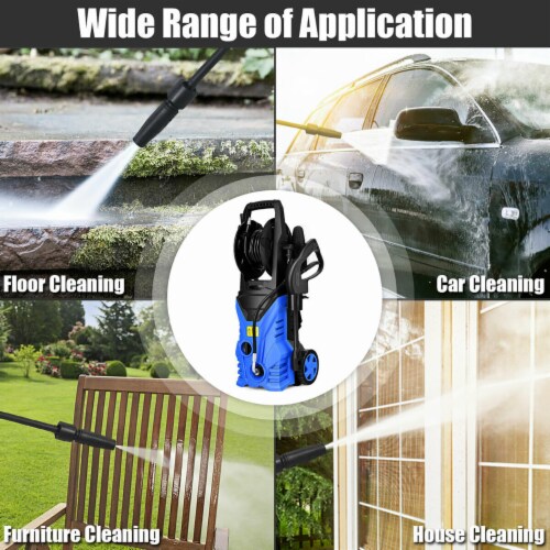 Costway 2030PSI Electric Pressure Washer Cleaner 1.7 GPM 1800W with Hose Reel Blue Perspective: right