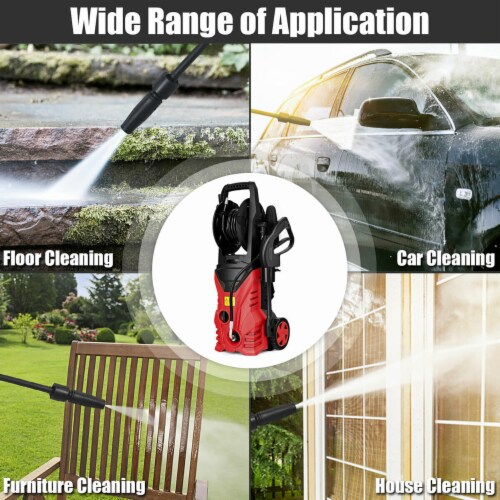Costway 2030PSI Electric Pressure Washer Cleaner 1.7 GPM 1800W with Hose Reel Red Perspective: right