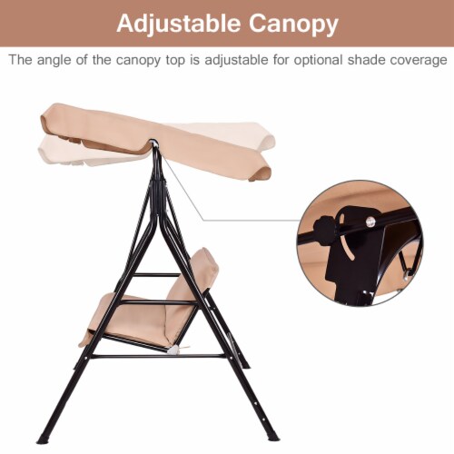 Costway Loveseat Patio Canopy Swing Glider Hammock Cushioned Steel Frame Outdoor Perspective: right