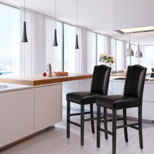 Glitzhome Studded Leatherette Barchair - Black Perspective: right