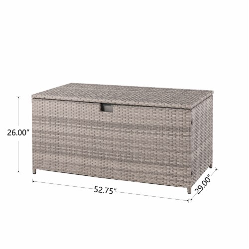 Glitzhome Outdoor Patio Garden Wicker Storage Deck Box - Gray / Cream Perspective: right