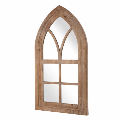 Glitzhome 40.16 Inch Hanging Wall Art Mirror Rustic Wooden Framed Wall Decor Perspective: right
