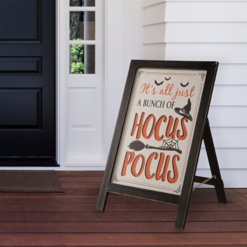 Glitzhome 24 Inch Tall Halloween Wooden Standing Easel Sign Decor or Hanging Decor Perspective: right