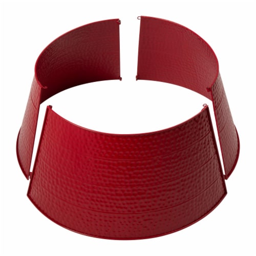 Glitzhome 26 Inch Diameter Red Hammer-harden Metal Tree Collar Perspective: right