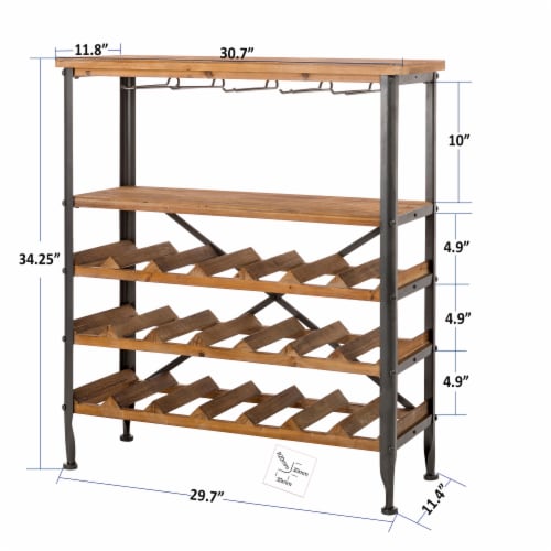Glitzhome 34.25 Inch Height Wooden Wine Rack with Metal Frame Set
