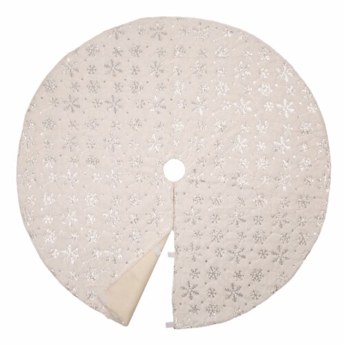 Glitzhome Plush Stockings and Tree Skirt - White Perspective: right