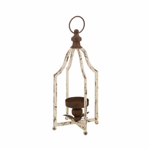 Glitzhome Farmhouse Metal Lanterns - White Perspective: right