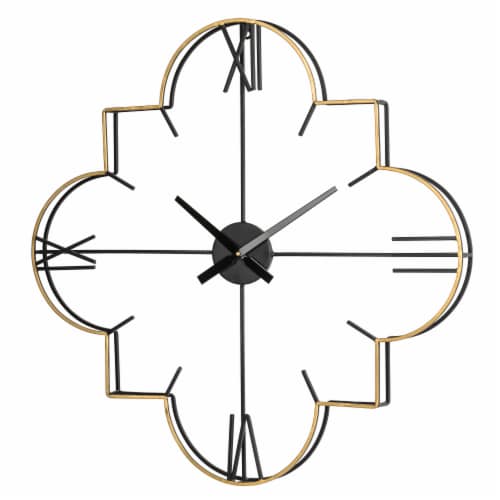 Glitzhome 31.9 Inches Large Metal Frame Wall Art Non Ticking Clock Modern Wall Clock Perspective: right