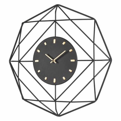 Glitzhome 24.02 Inches Large Metal Frame Wall Art Non Ticking Clock Wall Clock Perspective: right