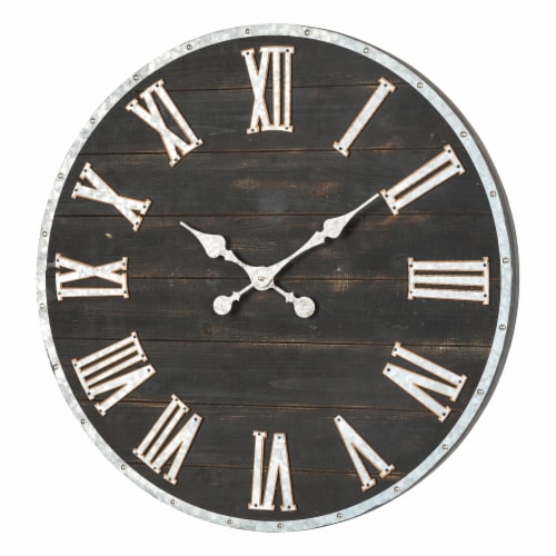 Glitzhome 27.56 Inch Oversized Large Numerals Farmhouse Galvanized Wall Clock Perspective: right