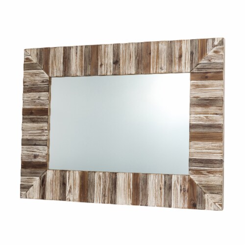 Glitzhome Farmhouse Rectangle Wooden Frame Wall Mirror Perspective: right