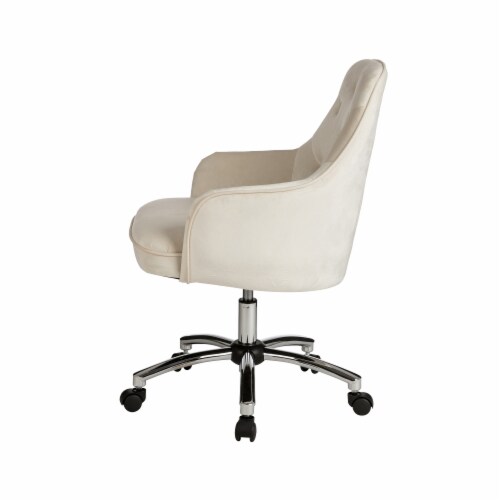 Glitzhome Velvet Gaslift Adjustable Swivel Desk Chair - Cream Perspective: right