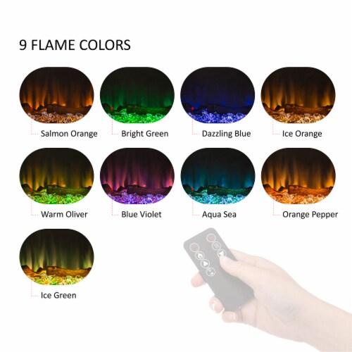 50"L Recessed Wall Mounted Electric Fireplace, With 9 Color Flames Perspective: right