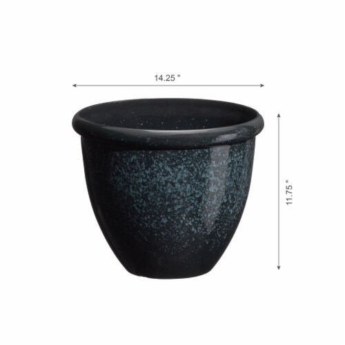 Glitzhome Oversized Faux Ceramic Round Plastic Pot Planter - Black Perspective: right