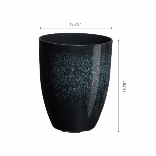 Glitzhome Oversized Faux Ceramic Tall Bowl Plastic Pot Planter - Black Perspective: right