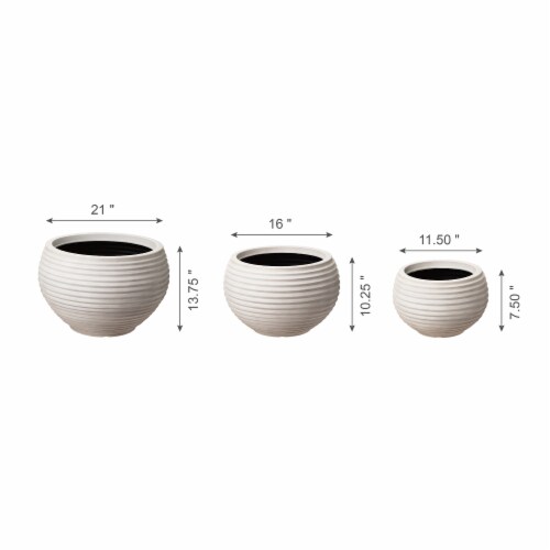 Glitzhome Fauz Porcelain Round Fluted Planters Perspective: right