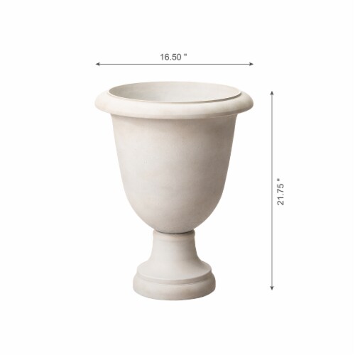 Glitzhome Oversized Faux Ceramic Goblit Shaped Plastic Planter - White Perspective: right