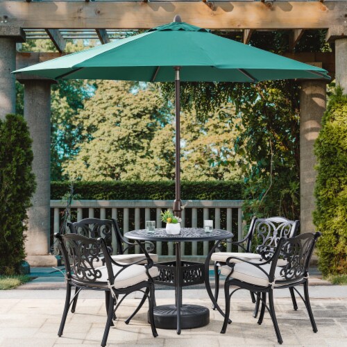 Glitzhome Aluminium Self Tilt Market Patio Umbrella - Dark Green Perspective: right