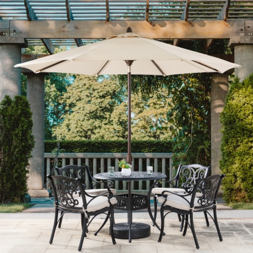 Glitzhome Aluminium Self Tilt Market Patio Umbrella - Beige Perspective: right