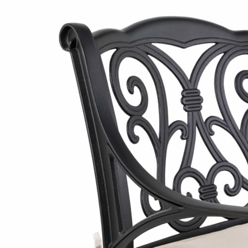 Glitzhome Cast Aluminium Dining Chairs with Beige Cushions Set Perspective: right