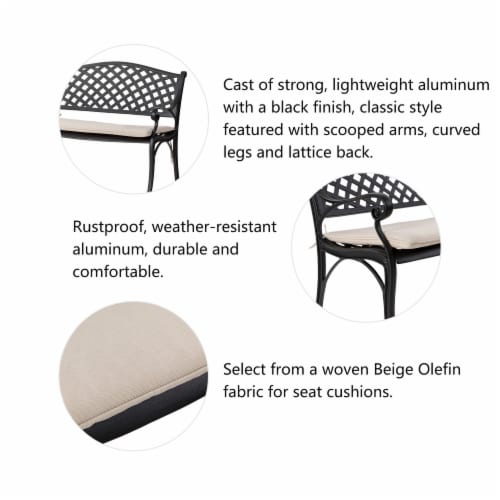 Glitzhome Aluminium Patio Garden Bench with Beige Cushion Perspective: right