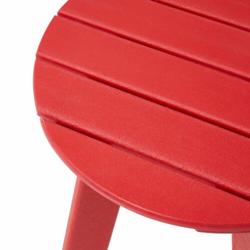 Glitzhome 20 Inch Diameter Outdoor Patio White HDPE Round Side Table, Coffee Table Perspective: right