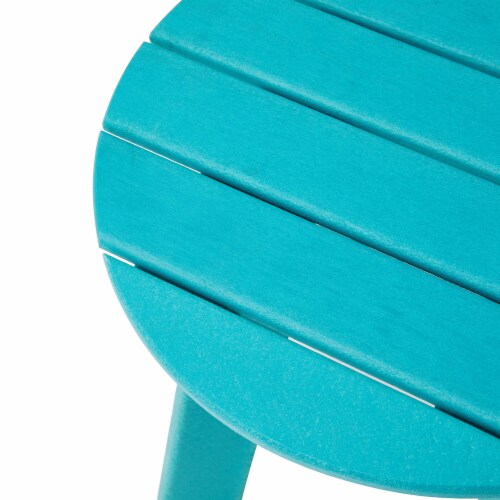 Glitzhome 20 Inch Diameter Outdoor Patio White HDPE Round Side Table, Coffee Table Perspective: right