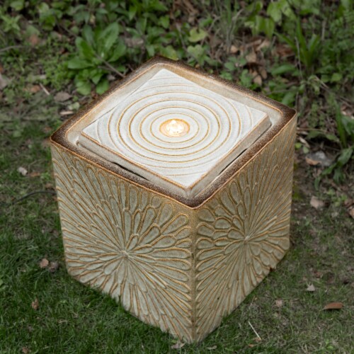 Glitzhome Ceramic Square Pot Outdoor Fountain Perspective: right