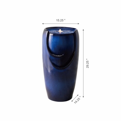 Glitzhome Outdoor Ceramic Pot Fountain - Blue Perspective: right