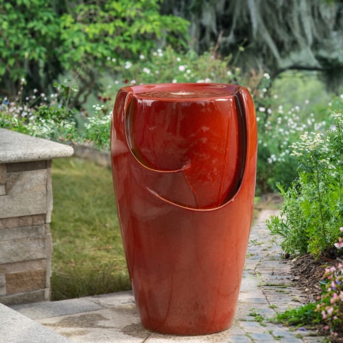 Glitzhome Ceramic Outdoor Fountain - Red Perspective: right