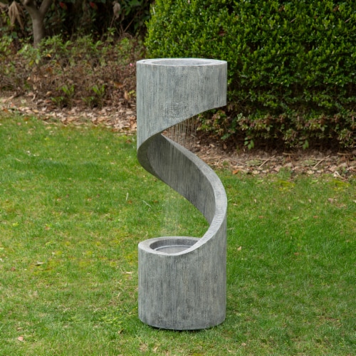 Glitzhome Polyresin Curving Shaped Outdoor Fountain Perspective: right