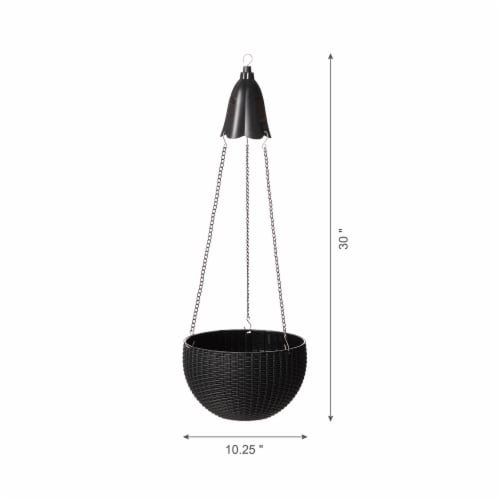 Glitzhome Plastic Hanging Planter - Black Perspective: right