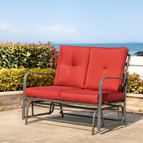 Glitzhome Outdoor Garden Patio Loveseat - Red Perspective: right