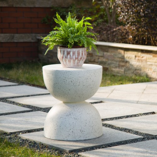 Glitzhome Multi-Functional Fauz Terrazoo Garden Stool and Plant Stand Perspective: right