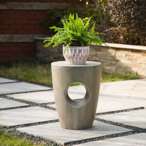 Glitzhome Multi-Functional Faux Concrete Garden Stool and Plant Stand Perspective: right