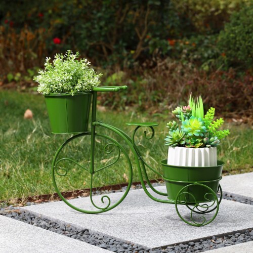 Glitzhome Metal Bicycle Pot Standd - Green Perspective: right